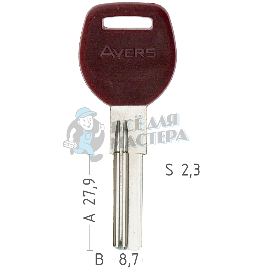 AVERS 2 паза (28*8,7*2,2) ст. AP-1D Китай бронь красный SC-A03