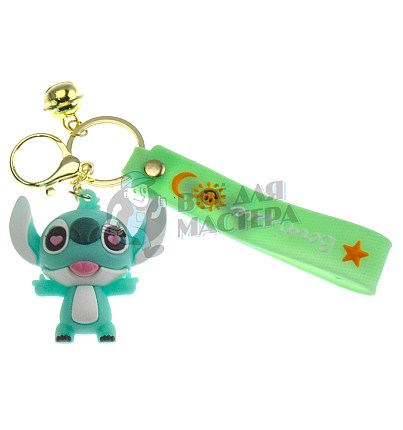 Брелок для ключей "Стич LOVE" колокольчик + карабин