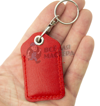Чехол брелок прямоугольный с карабином, цв.красный 
