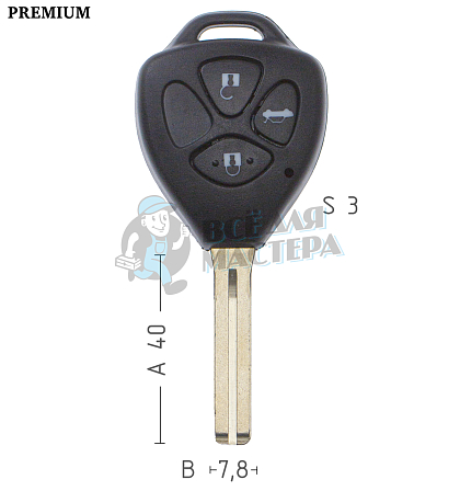 Корпус ключа TOYO-30.P1 TOY48 TY47P80 3 кнопки 2 TOYOTA // КНР - Чертеж