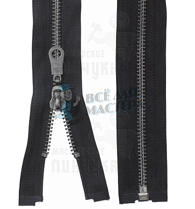 Молния металлическая, тип 5, 60см, цв. черный / оксид