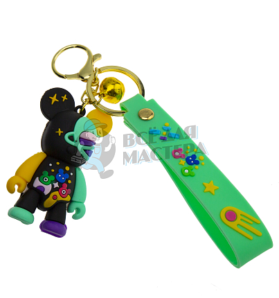 Брелок для ключей "Мишка Космос" с колокольчиком + карабин