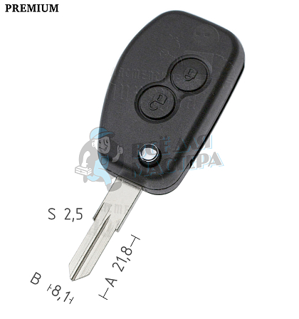 Корпус выкидных ключей Renault VAC102 2кн.  КНР - Чертеж