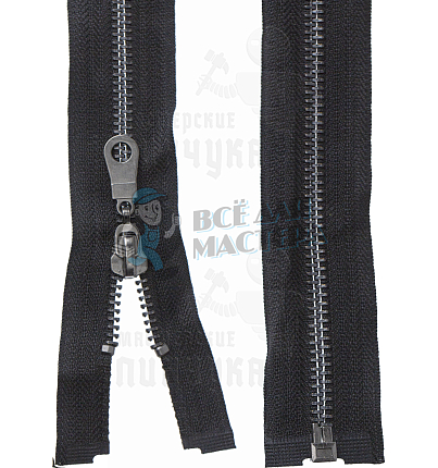 Молния металлическая, тип 5, 80см, цв. черный / оксид