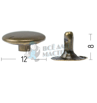 Хольнитены 12х8мм, односторонний, сталь, цв. антик