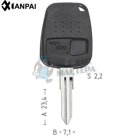 Корпус ключа DAT-10 NSN11 NS5 1 кнопка КНР  NISSAN - Чертеж