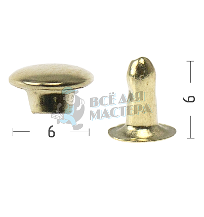 Хольнитены №0, 6х6мм,односторонний, сталь, цв. золото