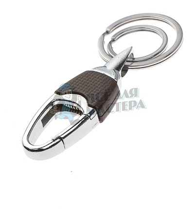 Карабин коричневый с двумя кольцами для ключей овальный