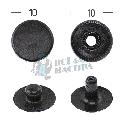 Кнопка для одежды 10мм "Альфа" латунь цв. оксид.