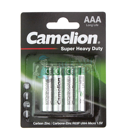 Батарейка Camelion Super Heavy Duty  R03 4BL  1.5V (4/40/200) - Чертеж