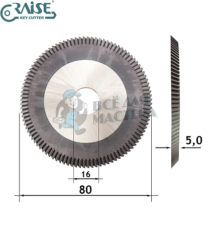 Фреза Raise HJ-0014J угловая HSSCo (Ф80X5XФ16X40°) - Чертеж