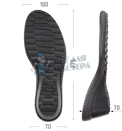 Подошва жен., Киров 80479 р. 39, цв. черный - Чертеж