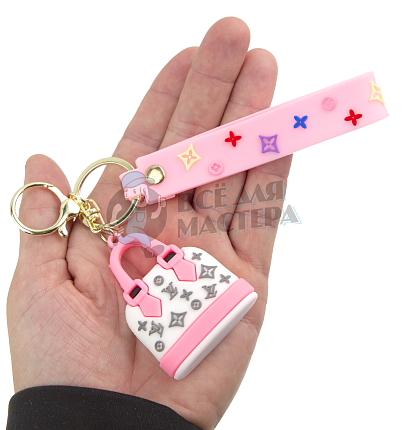 Брелок для ключей сумка "Луи Витон" + карабин и ремешок, цв.белый