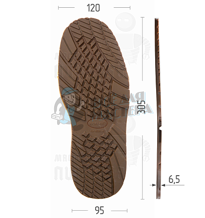 Подошва "Walkbase" (#6040) т.6,5 р.10 тропик - Чертеж