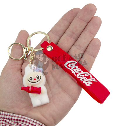 Брелок для ключей "LABUBU" с колой + карабин, цв. белый 
