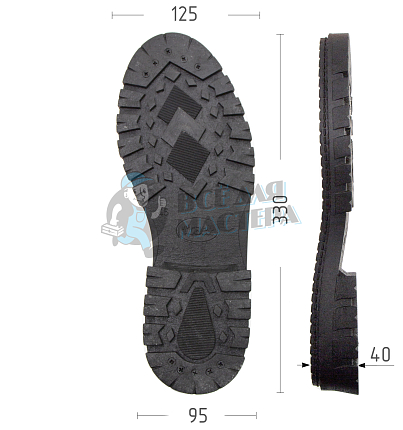 Подошва муж. "Track", Киров 33065-М р. 45, цв. черный