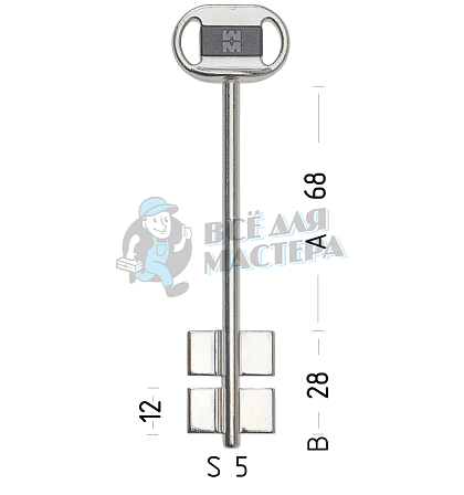 Mottura 92.276L68C1 Original заготовка основного ключа Serrablocca - Чертеж