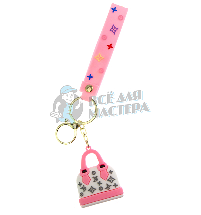 Брелок для ключей сумка "Луи Витон" + карабин и ремешок, цв.белый