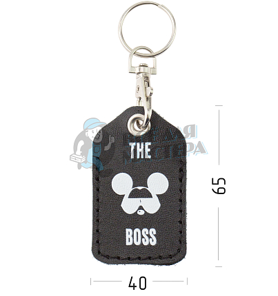 Чехол брелок «THE BOSS» с карабином, цв.черный 