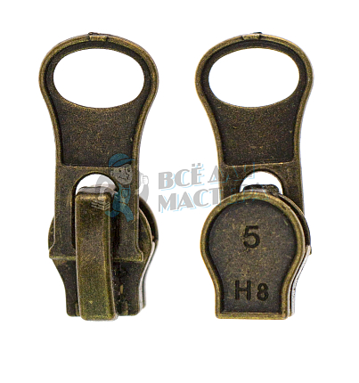 Бегунок для спиральной молнии, тип 5, автомат Груша, цв.антик