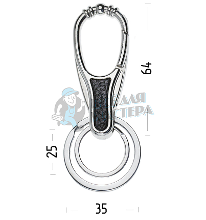 Карабин с двумя кольцами для ключей чёрный