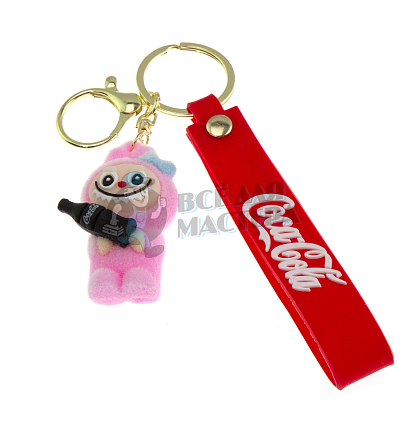 Брелок для ключей "LABUBU" с колой + карабин, цв. розовый 