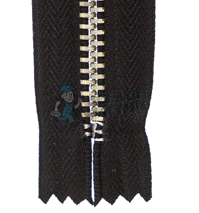 Молния металлическая тип 8 16см н/р, цв. черный 322, зв никель