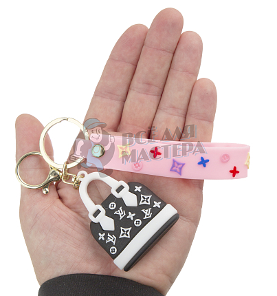 Брелок для ключей сумка "Луи Витон" + карабин и ремешок, цв.черный