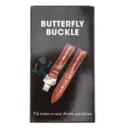 Ремешок для часов c тиснением под крокодила (Кожа, пряжка-бабочка/клипса, коричневый, 22мм)