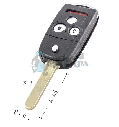Корпус выкидного ключа HOND-31 HON66 HD58 3 кнопки + паника HONDA КНР