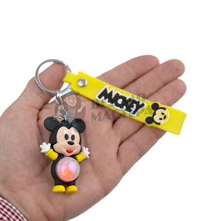 Брелок для ключей светящийся "Микки Маус" цв. черный + ремешок