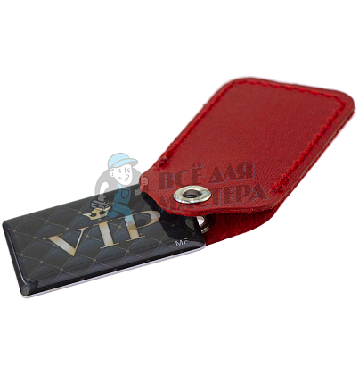 Чехол брелок прямоугольный с карабином, цв.красный 