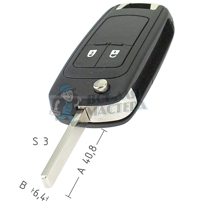 Корпус ключа c лезвием  MLOP1P6 Opel, 2 кнопки