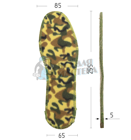 Стелька с войлоком, флис с рис.камуфляж (В08) р.41 - Чертеж