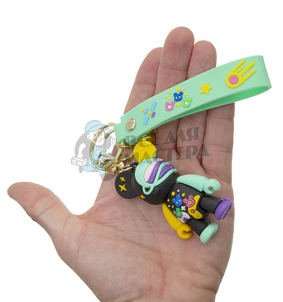 Брелок для ключей "Мишка Космос" с колокольчиком + карабин