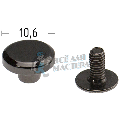 Кнопка кобурная Realtex цв.черный никель 10,6мм