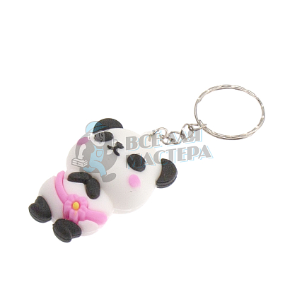 Брелок для ключей "Панда с розовым поясом"