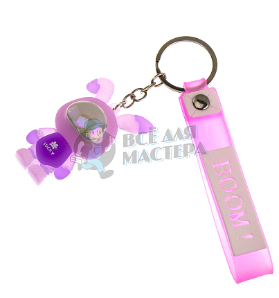 Брелок для ключей Заяц "LUCKY BOOM"  цв. фиолетовый + ремешок