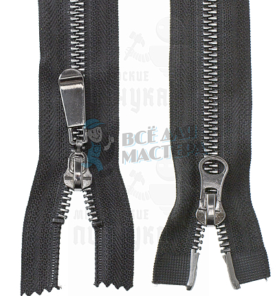 Молния тракторная, тип 5, 2-ух замковая, 70см, цв. черный / темный хром