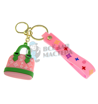 Брелок для ключей сумка "Луи Витон" + карабин и ремешок, цв.розовый