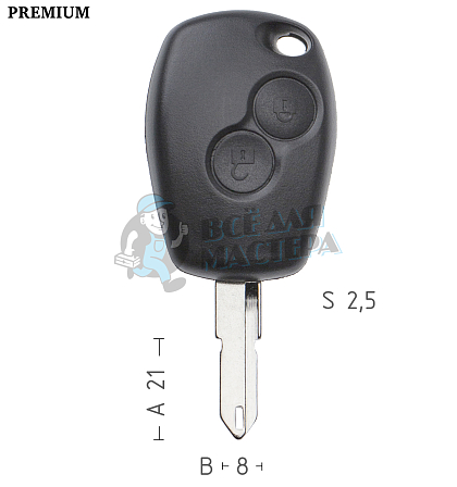 Корпус ключа NE38 NE73 NE79P49 2 кнопки круглые RENAULT // КНР - Чертеж