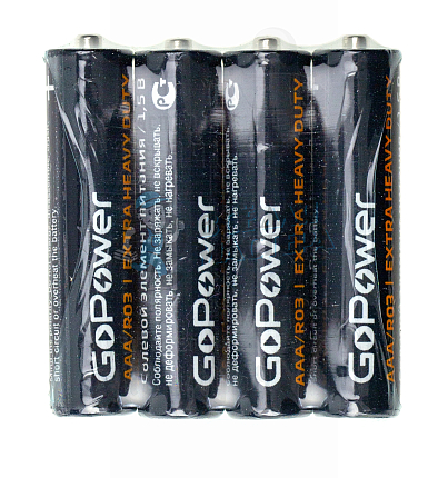 Батарейка GoPower R03 AAA Shrink 4 Heavy Duty 1.5V (4/60/1200)