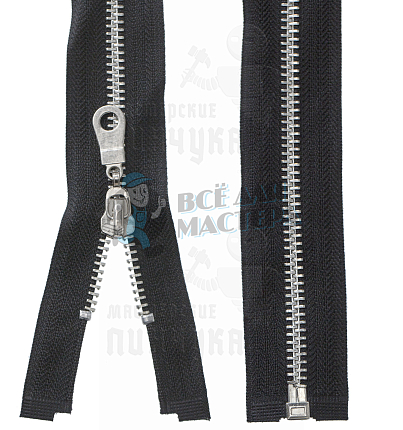 Молния металлическая, тип 5, 60см, цв. черный / никель