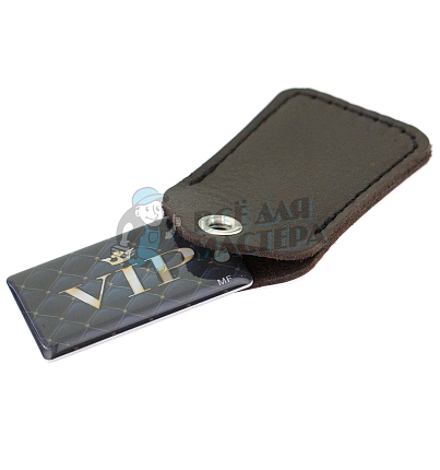 Чехол брелок прямоугольный с карабином, цв.коричневый 