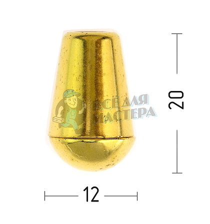 Наконечник для шнура с заглушкой, шнур (4,5мм), колокольчик (8377), цв.золото - Чертеж