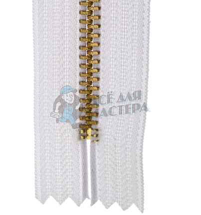 Молния металлическая джинсовая тип 5 18см н/р цв 101 зв латунь