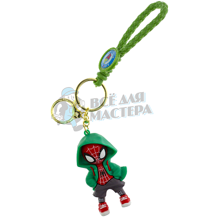 Брелок для ключей "Человек-Паук" цв.зелёный+ карабин