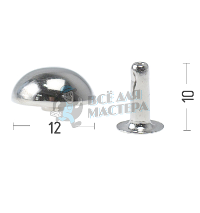 Хольнитены 12х10мм, сфера, односторонний, цв. никель