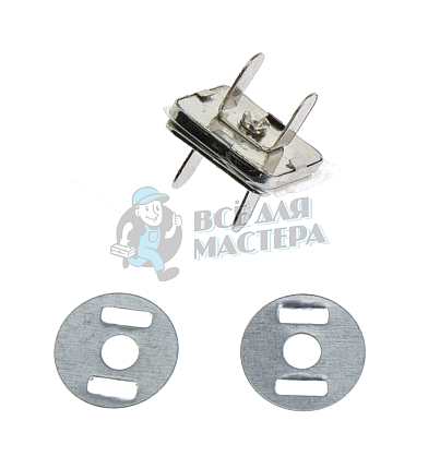 Кнопка магнитная на клямерах 14мм (CN-05) квадрат/ 1,8мм гальваника