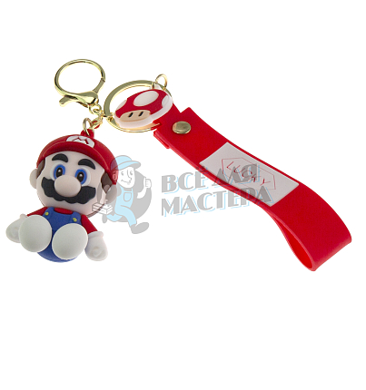 Брелок для ключей "Марио" + карабин (красный)